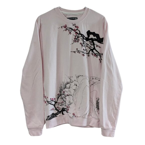 Blind Rooster Women's Pink Japanese Cherry Blossom Sweatshirt, Large, Tsunagari - Picture 1 of 16